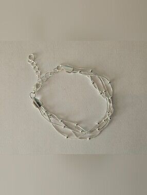 NWT Silver Multi-Strand Beaded Bracelet Bridal Wedding Prom Party Feminine
